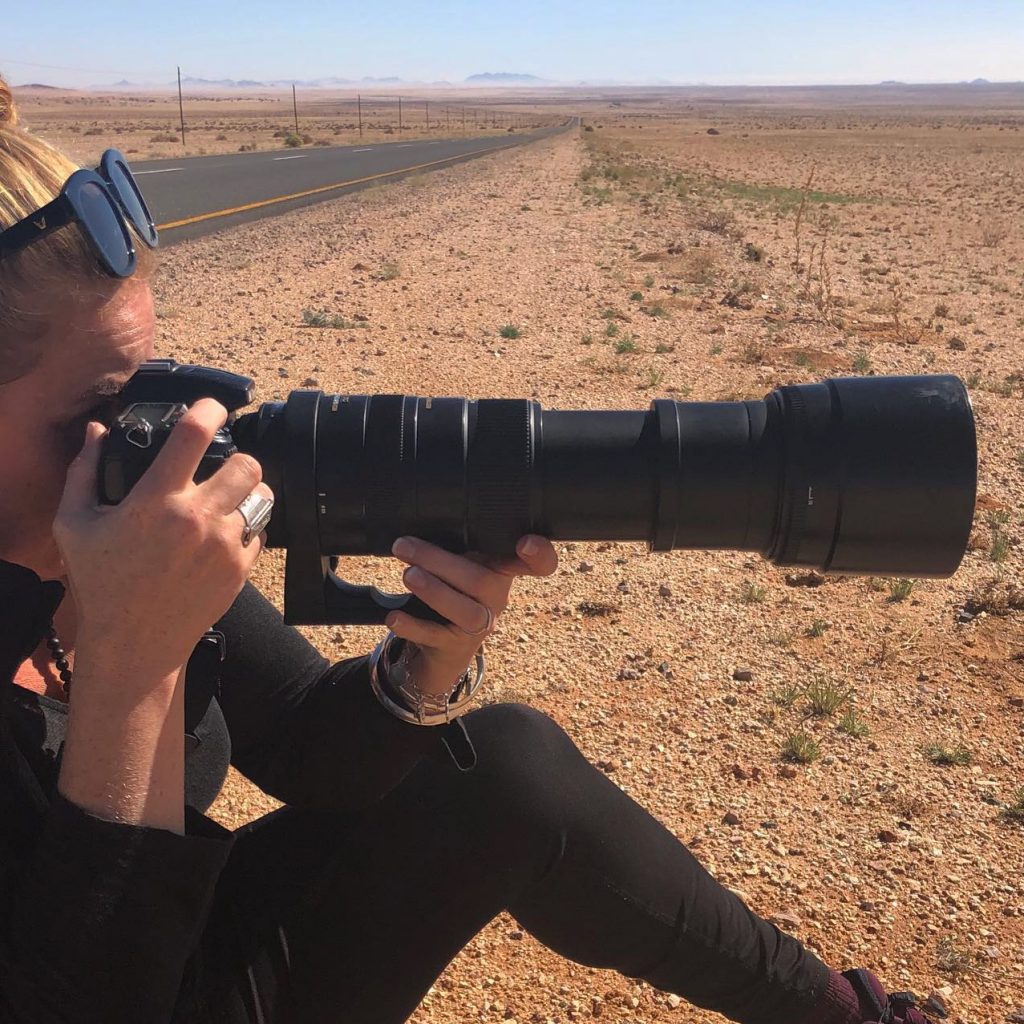 Travel journalist and photographer, Lizane Louw. Portrait taken in the Namib Desert. 