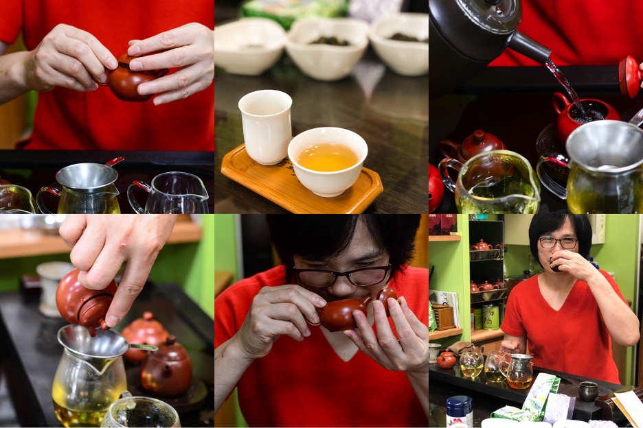 Mrs Chang Wen-Hsin, owner and tea master at Ten Shang's Tea Co in Taipei, serving High Mountain Oolong Tea in a traditional GongFu tea ceremony. Photo Lizane Louw