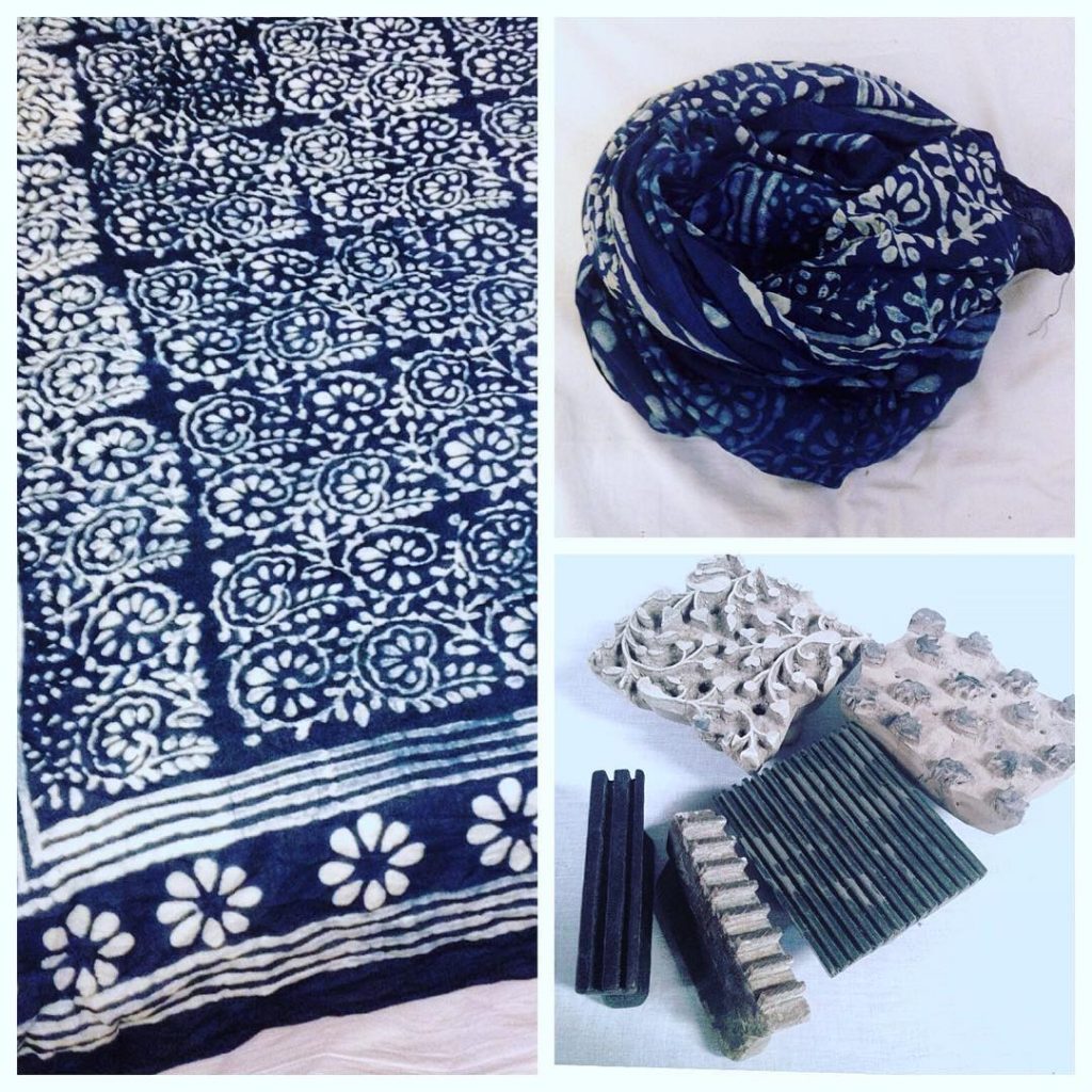 Textile designing in India. The process of Block printing. Photo of final product designed and printed by Lizane Louw