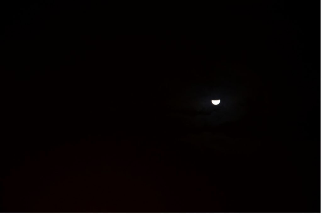 The moon as a teacup in the sky. Night sky and bright moon. A true tea story.
